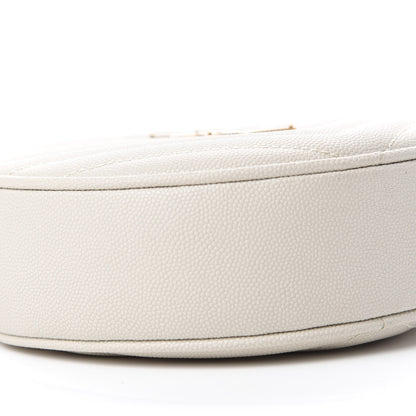 Saint Laurent Grain De Poudre Matelasse Chevron Quilted Round Vinyle Camera Bag Crema Soft 6 of 10