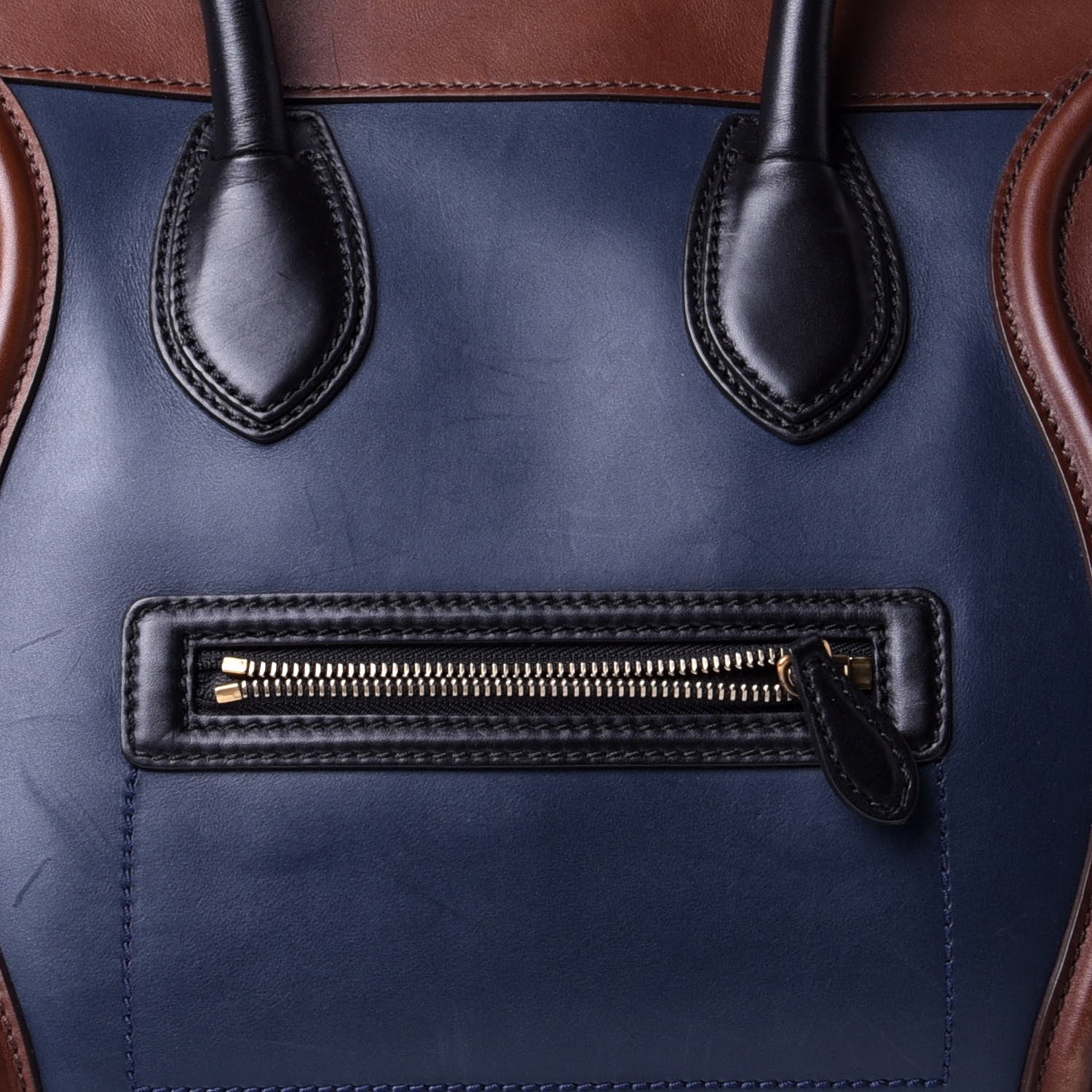 Celine Smooth Calfskin Mini Tri-Color Luggage Navy 8 of 10