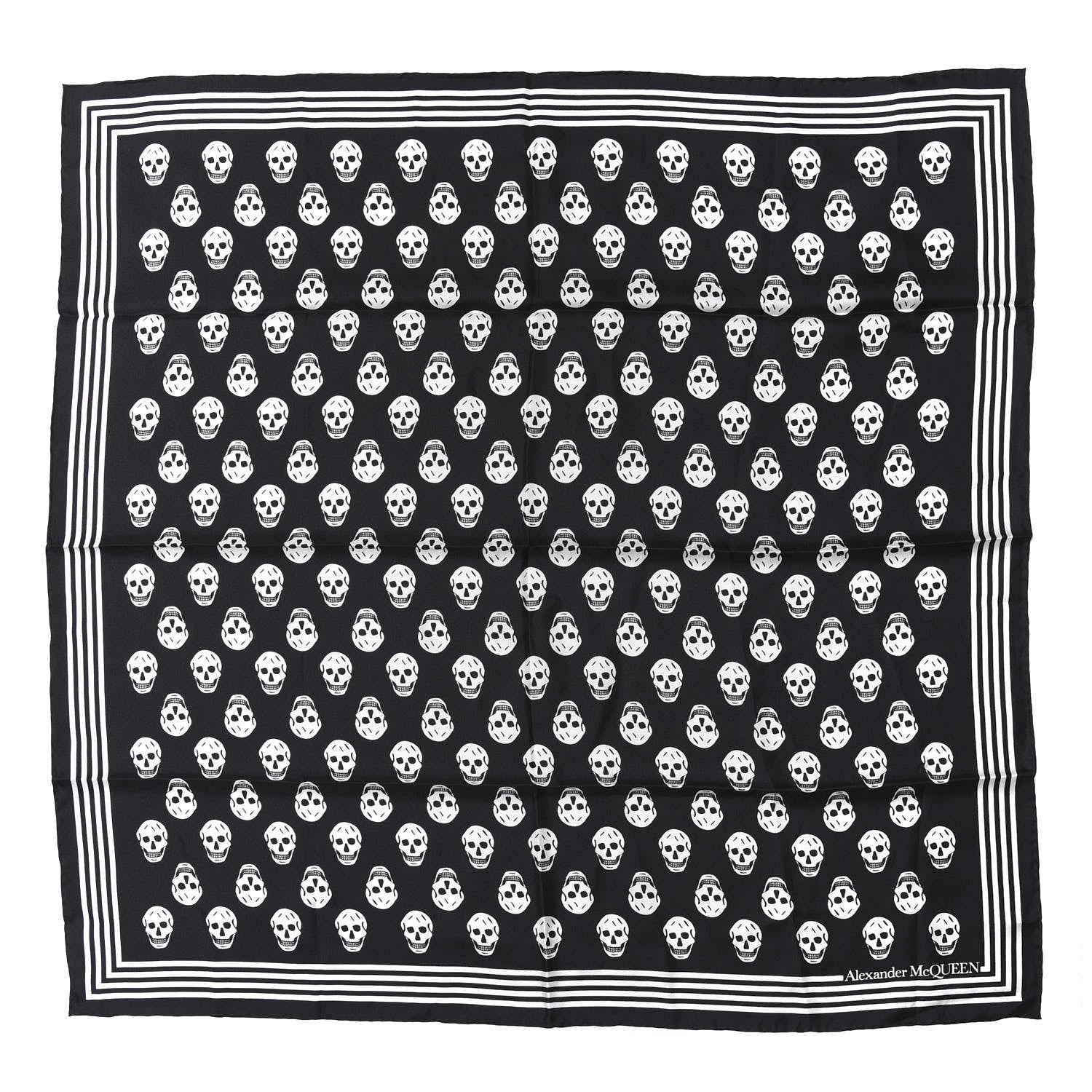 Alexander McQueen Silk Skull Scarf Black White 1 of 5