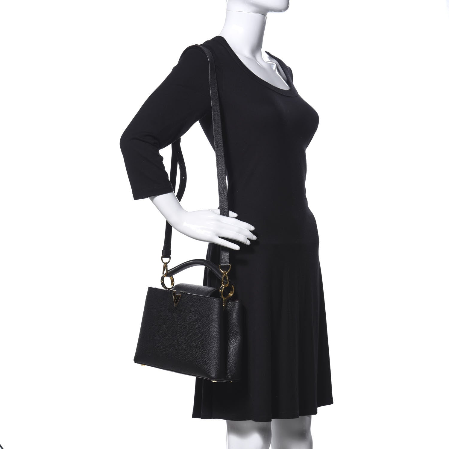 Louis Vuitton Taurillon Capucines BB Black 2 of 12