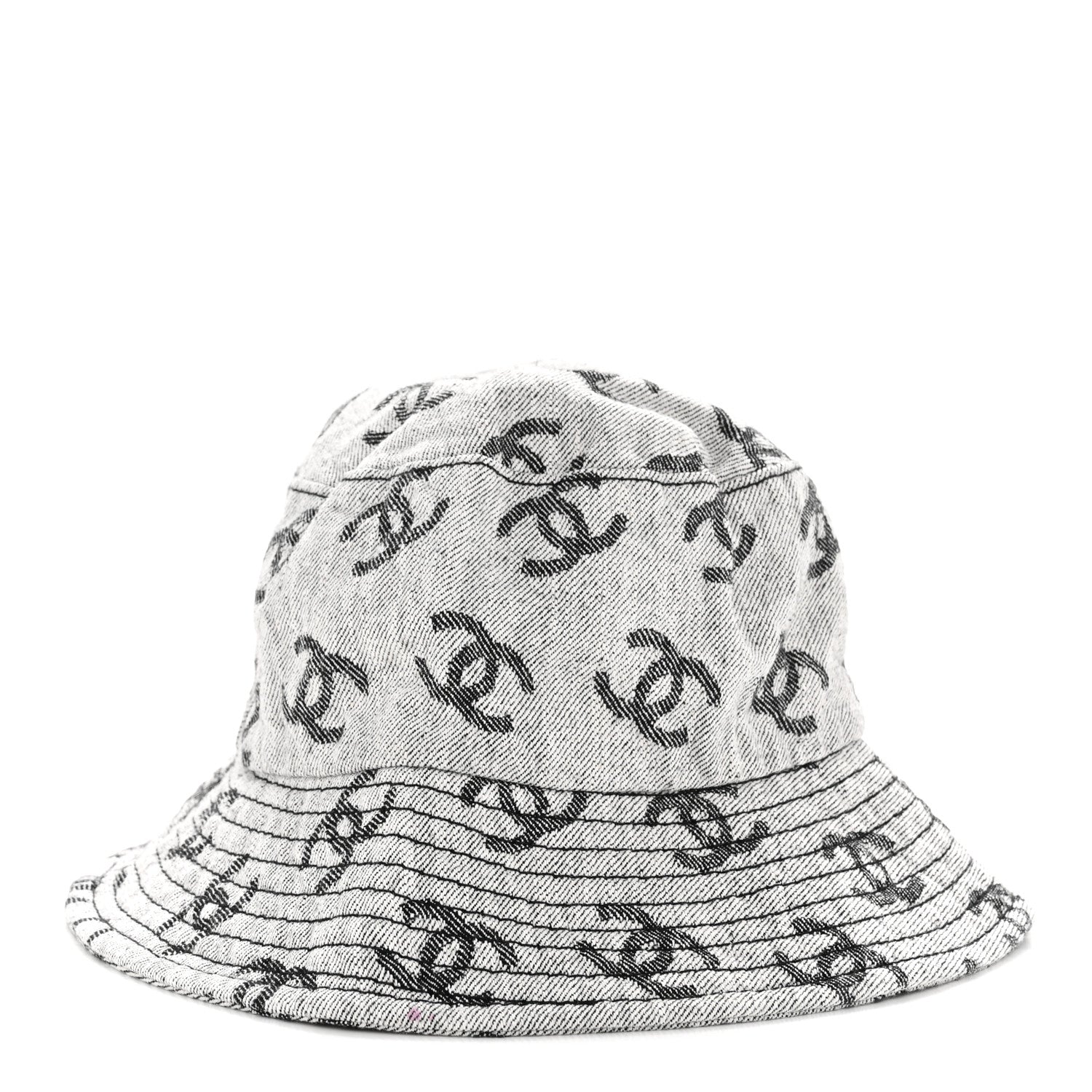 Chanel Denim CC Bucket Hat L White Black 6 of 11