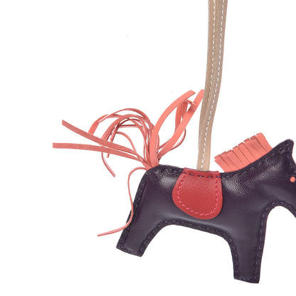 Hermes Milo Lambskin Grigri Rodeo Horse Bag Charm PM Raisin Flamingo Rouge Vif Argile 3 of 6