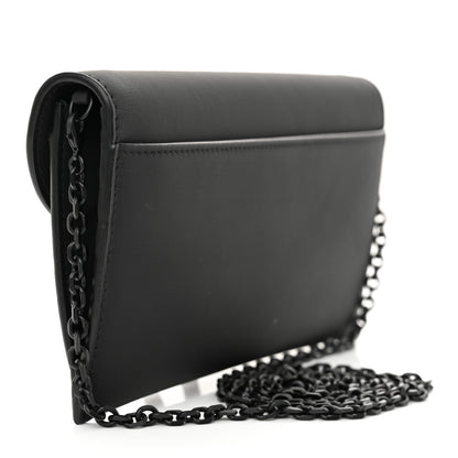 Christian Dior Ultra Matte Calfskin Saddle Chain Wallet Pouch Black 4 of 10
