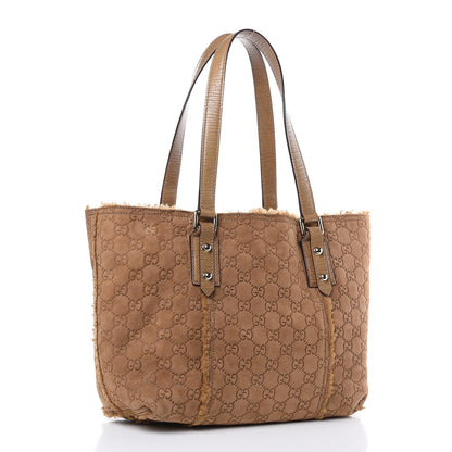 Gucci Suede Shearling Guccissima Large Jolicoeur Tote Tan 3 of 7