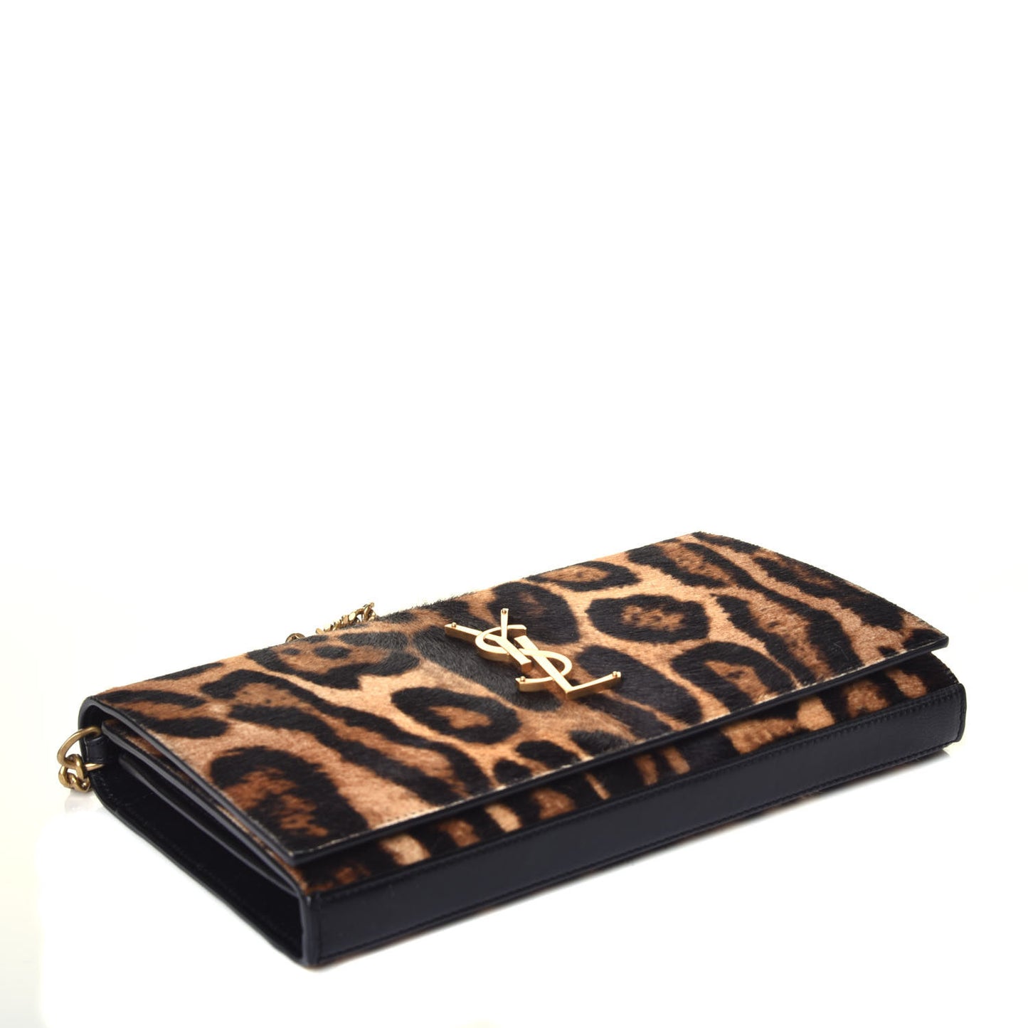 Calf Hair Monogram Chain Wallet Leopard