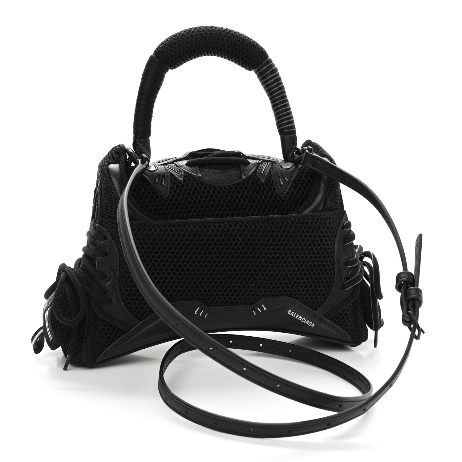 Balenciaga Faux Calfskin Fabric Small Sneakerhead Top Handle Bag Black 3 of 8