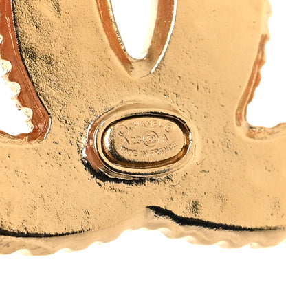 Chanel Metal Enamel CC Brooch Gold Orange 3 of 4