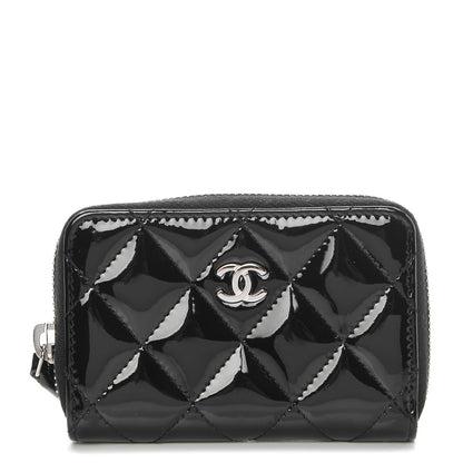 Chanel Patent Calfskin Quilted Zip Coin Purse Black 1 of 8