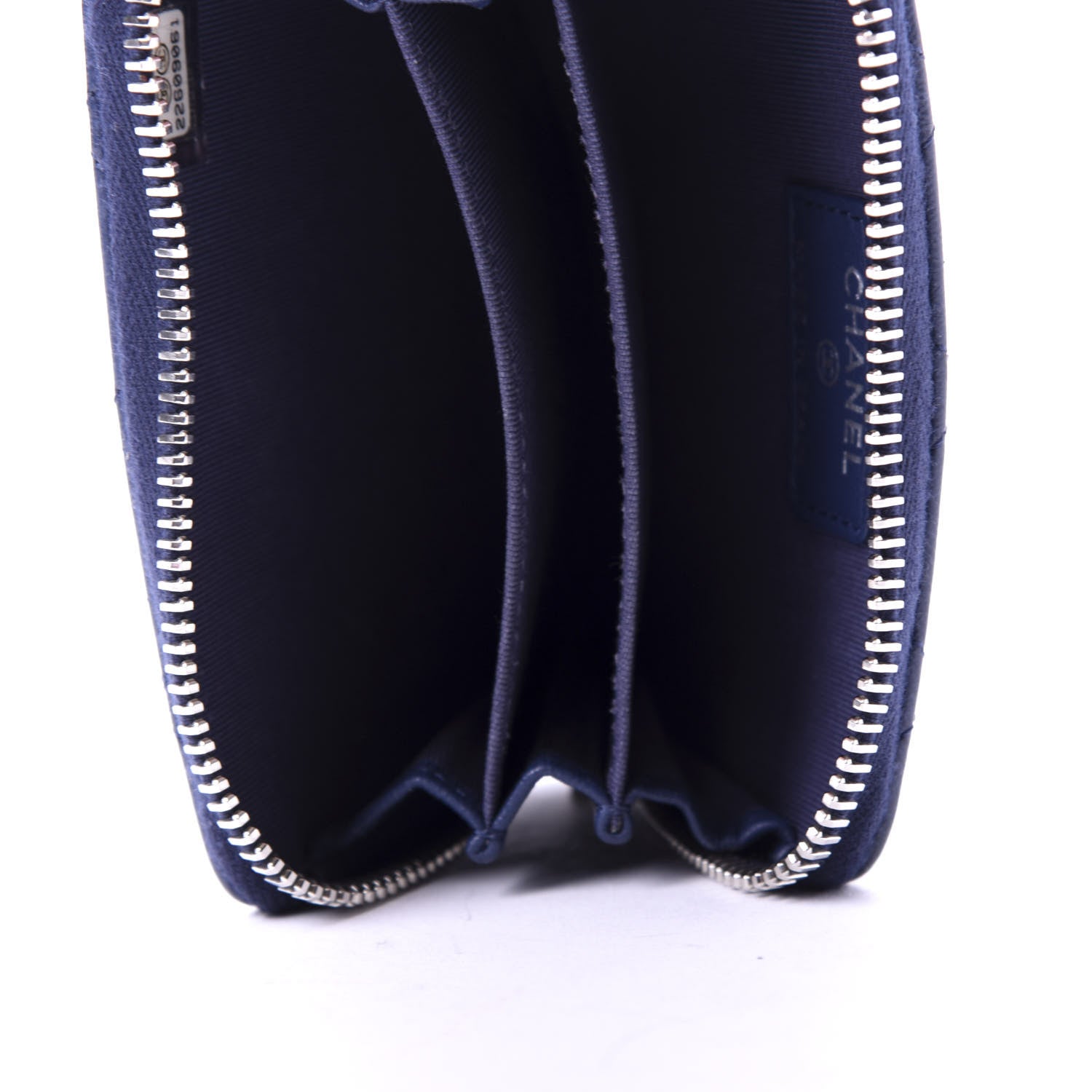 Chanel Lambskin Quilted Zip Around Coin Purse Wallet Blue 5 of 8