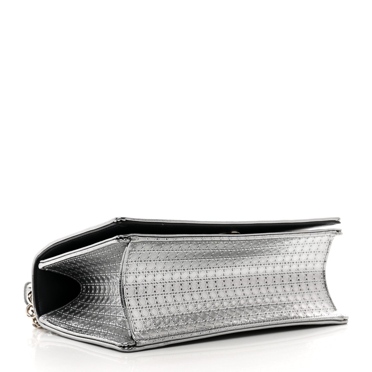 Christian Dior Metallic Patent Micro-Cannage Small Diorama Flap Bag Silver 4 of 10