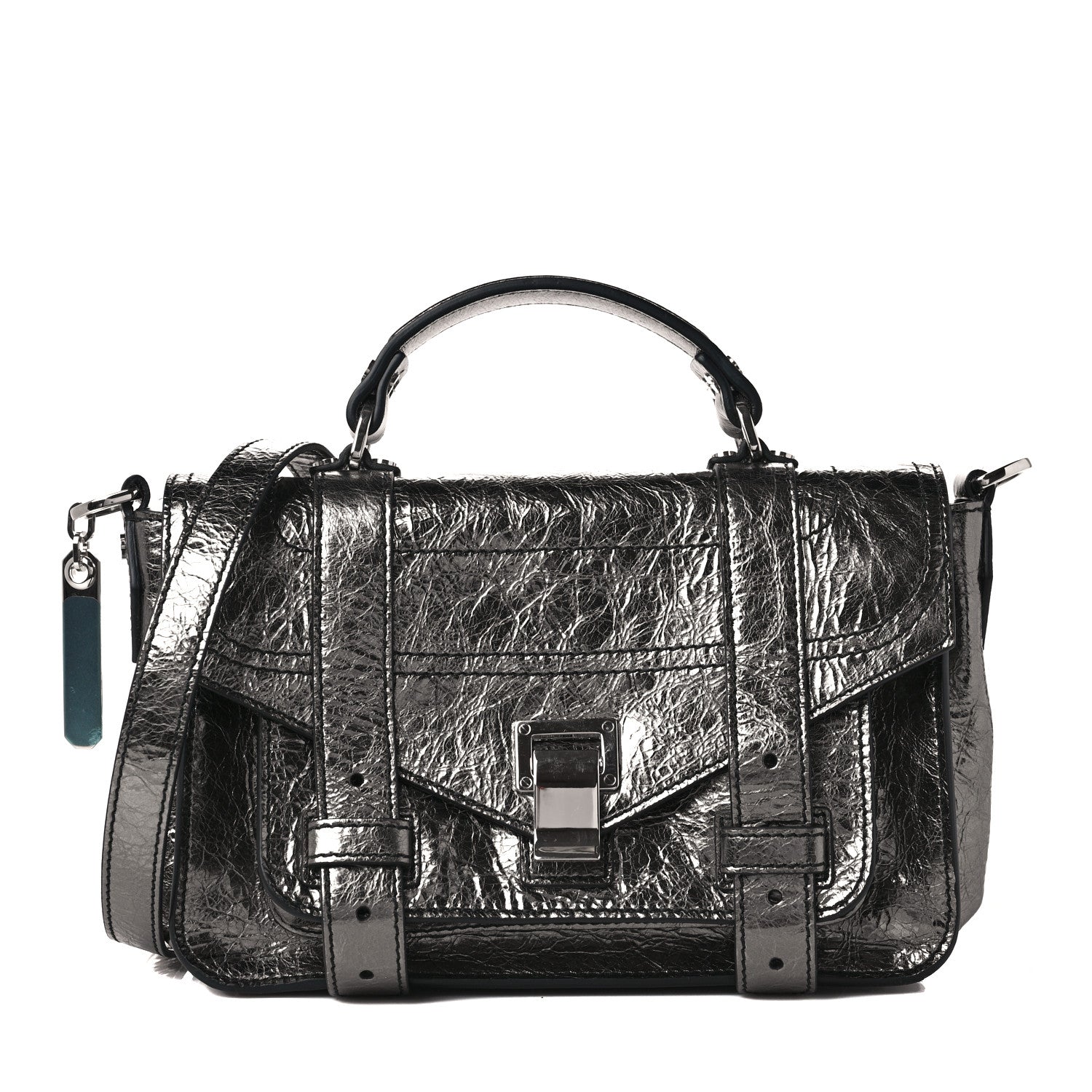 Proenza Schouler Metallic Lambskin Tiny PS1 Satchel Silver 1 of 8