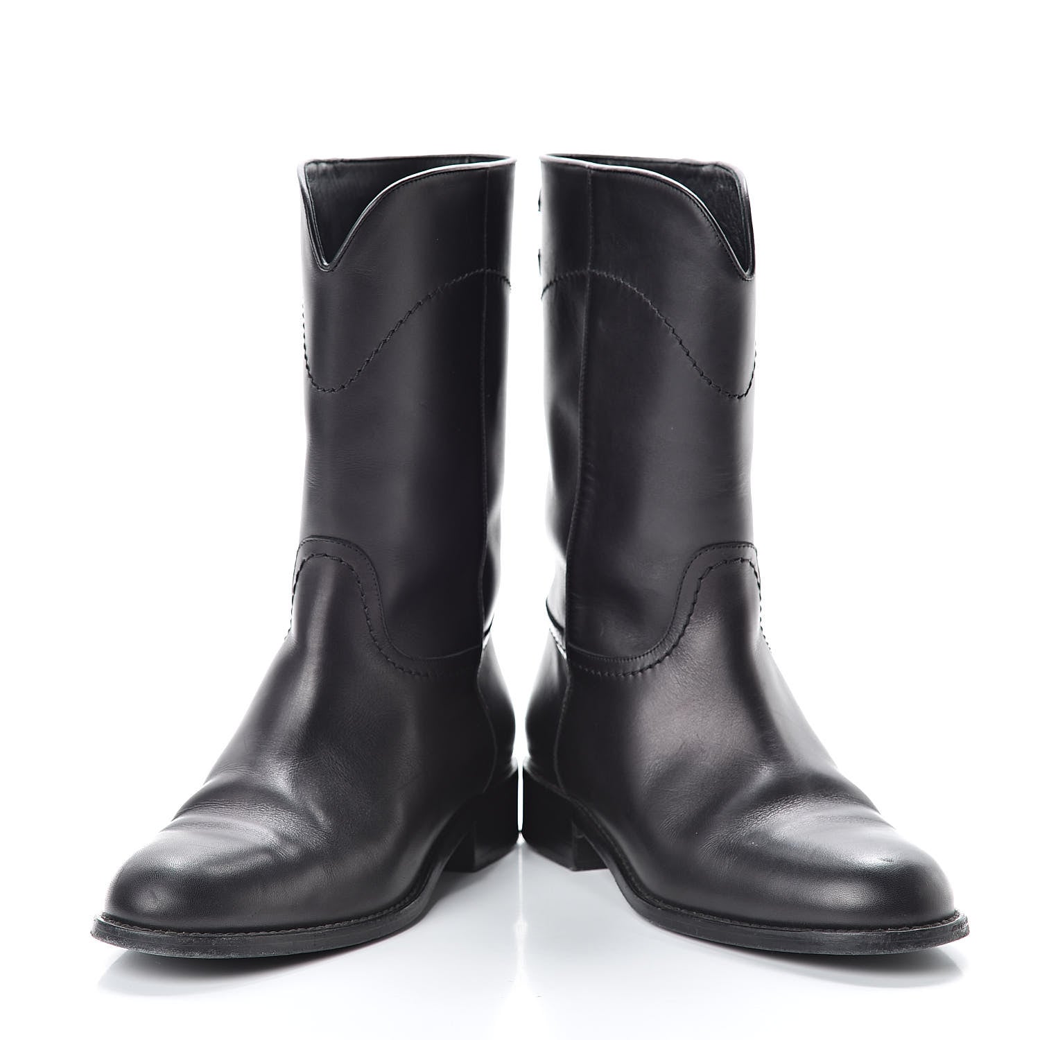 Chanel Calfskin Ascot High CC Boots 36 Black 6 of 16
