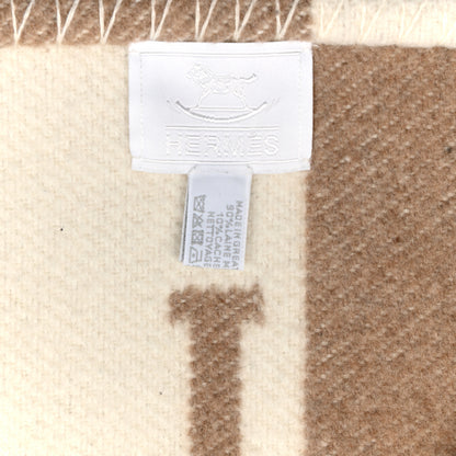 Hermes Wool Cashmere Avalon Baby Blanket Noisette Moyen White 3 of 3