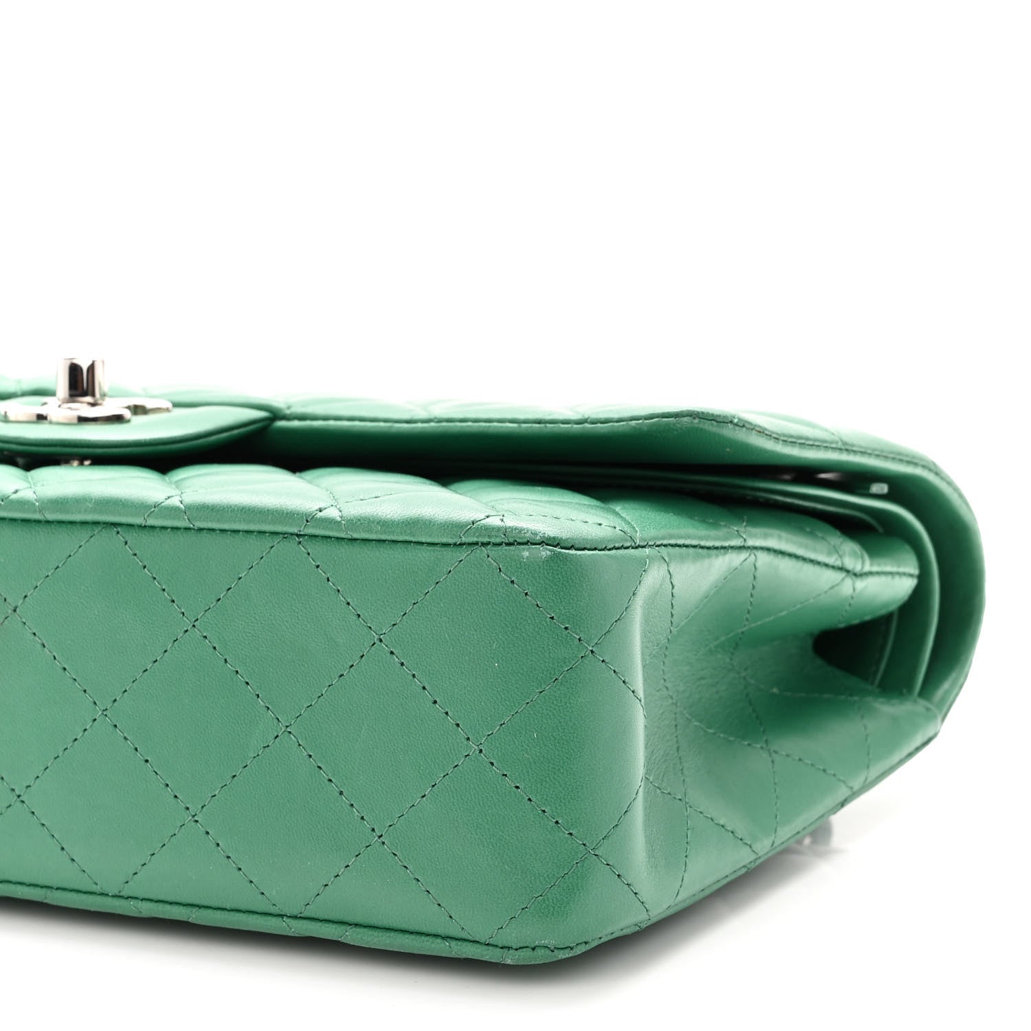 Chanel Lambskin Quilted Medium Double Flap Green 10 of 11