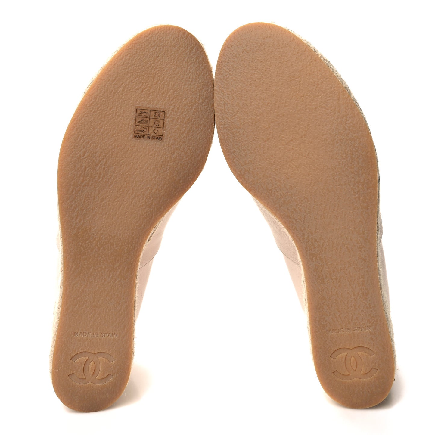 Lambskin Suede CC Espadrille Wedges 40 Beige Black