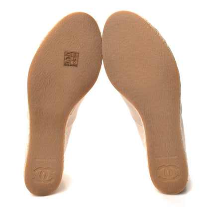 Chanel Lambskin Suede CC Espadrille Wedges 40 Beige Black 5 of 8