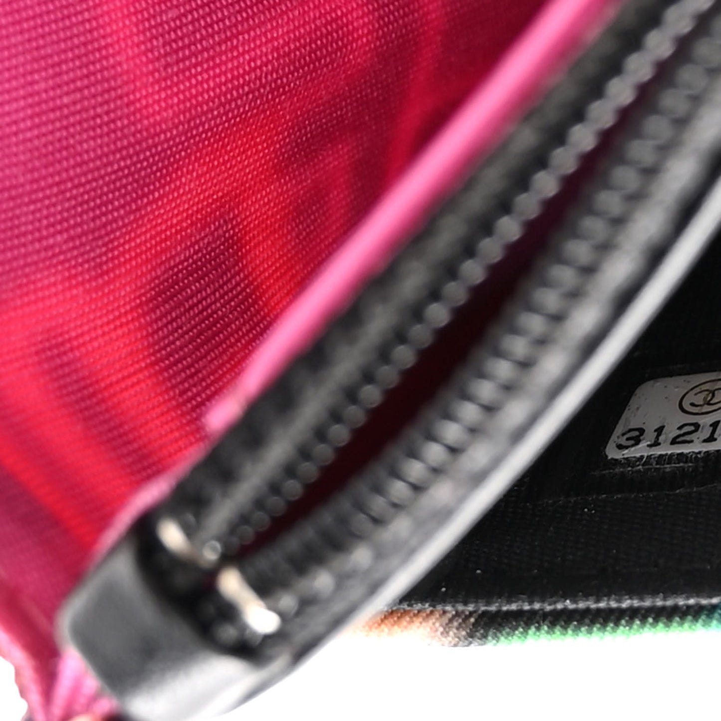 Fabric Printed Chanel 19 Wallet On Chain WOC Black Multicolor