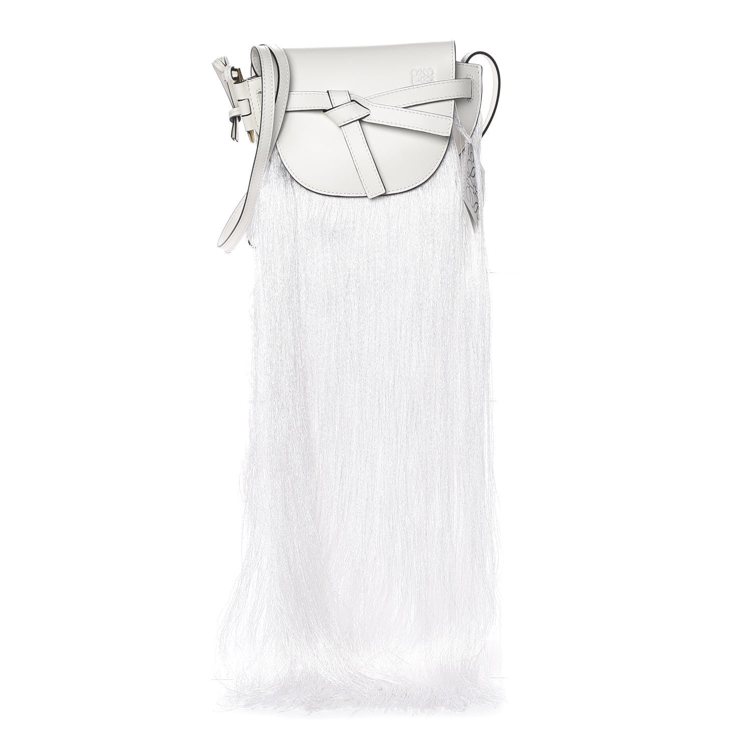 Loewe Calfskin Mini Fringe Gate Crossbody Bag White 1 of 10