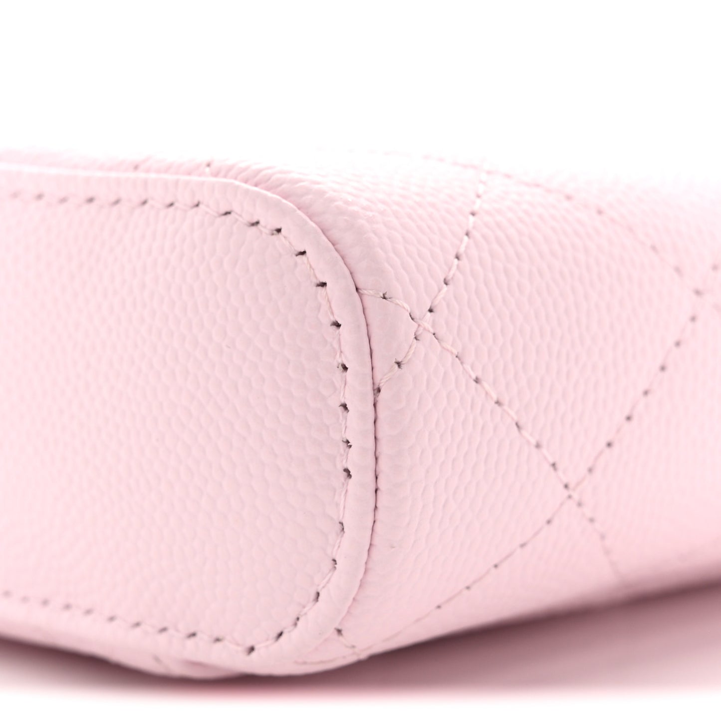 Caviar Quilted Phone Holder With Chain Light Pink