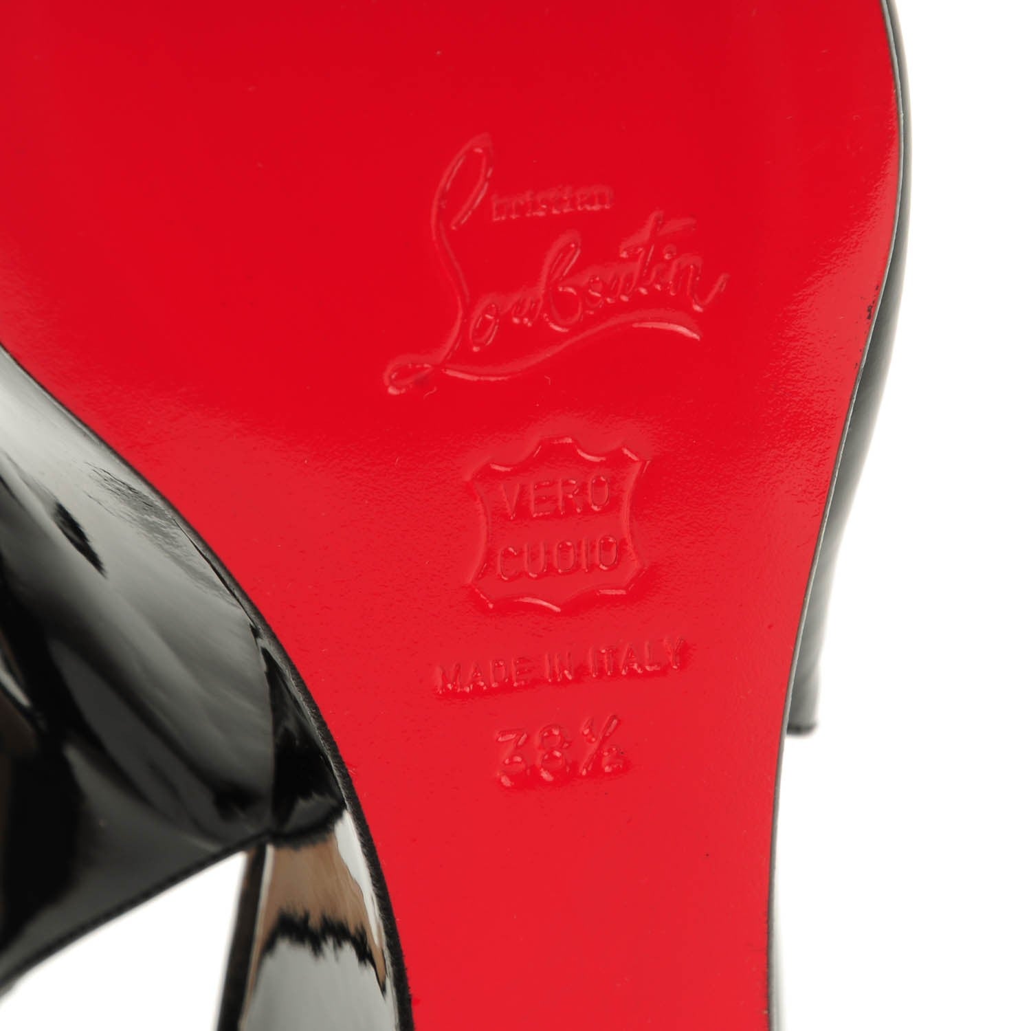 Christian Louboutin Patent Cynthia Sling Back Wedges 38.5 Black 6 of 6