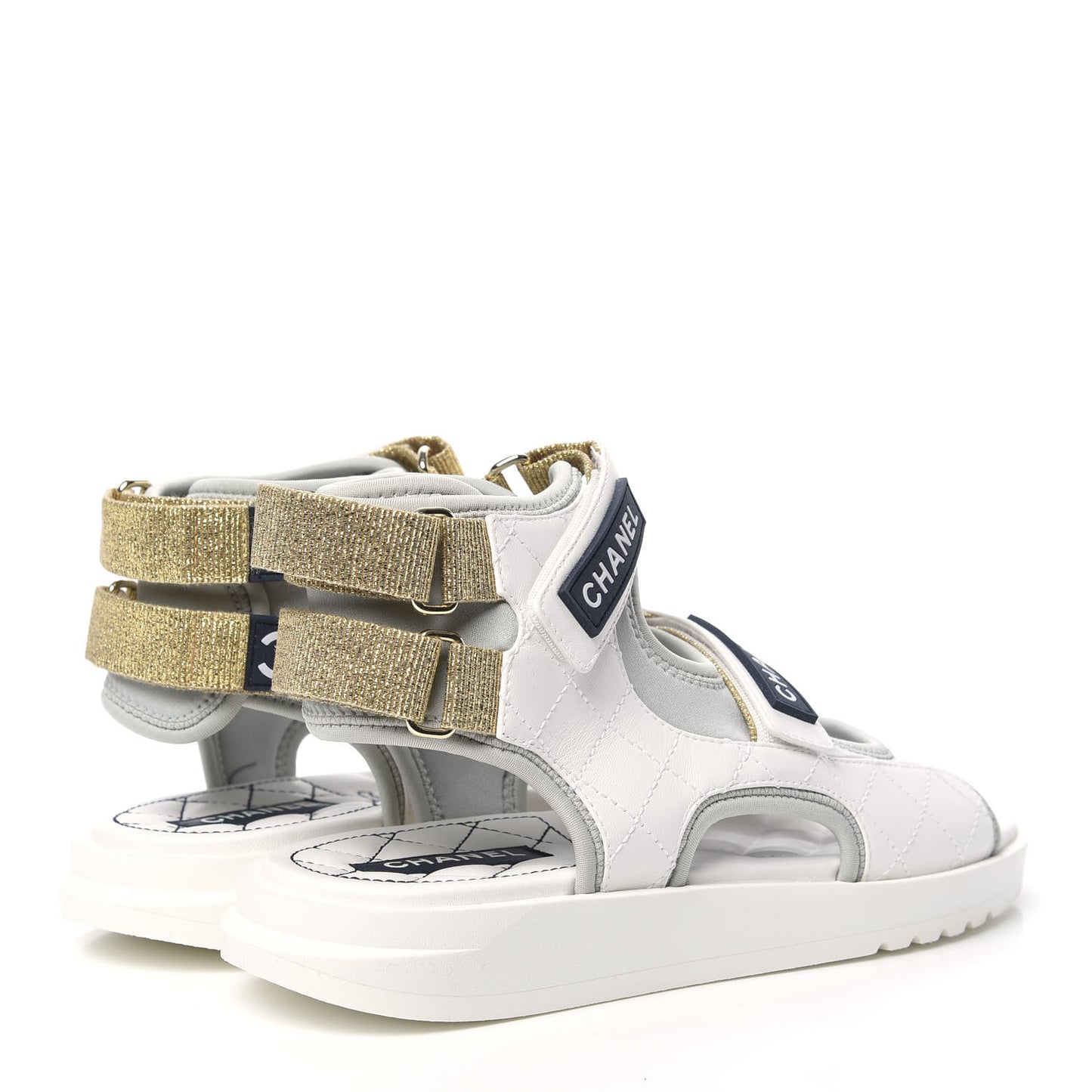 Goatskin Fabric Gladiator Sandals 37.5 Grey Navy Blue