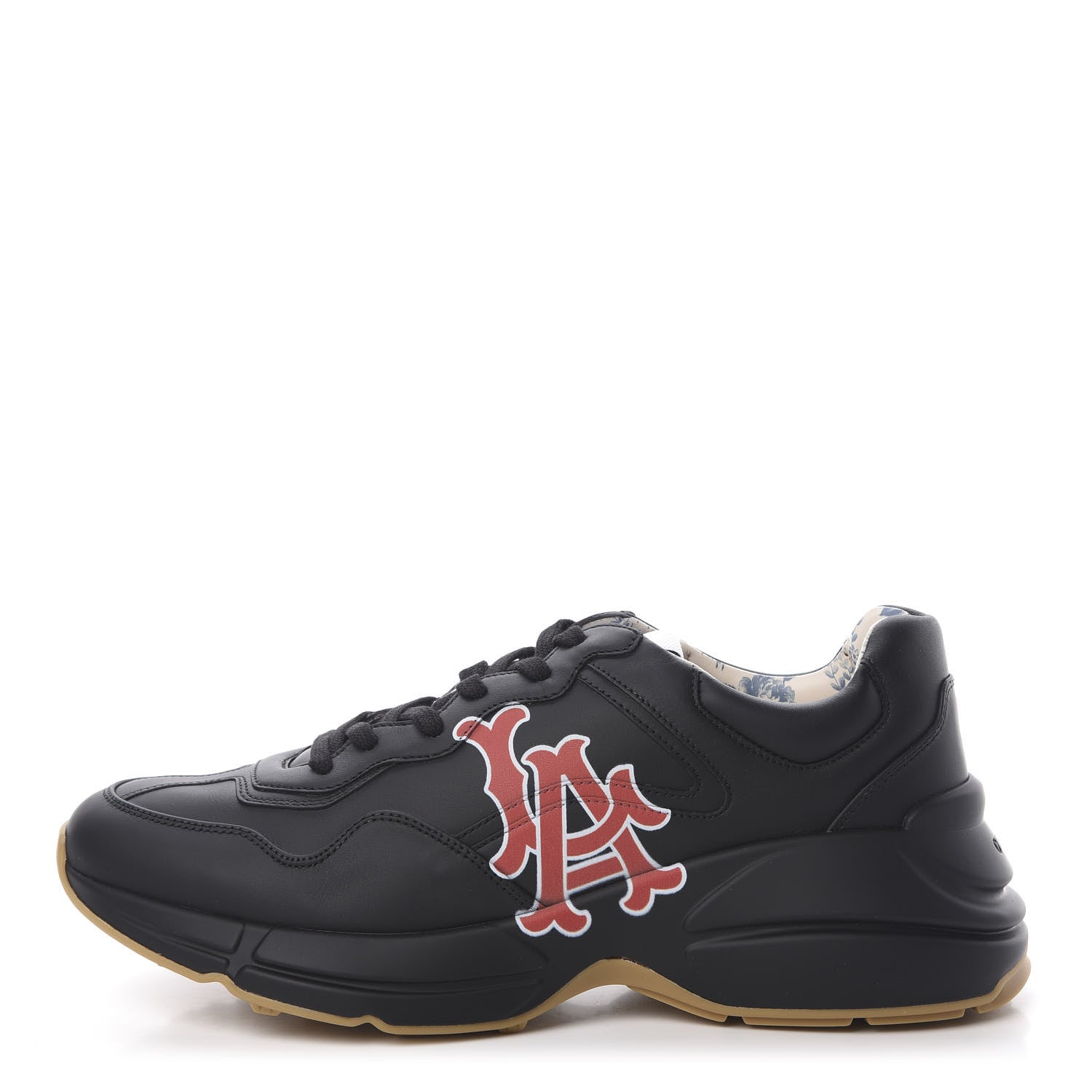 Gucci X MLB Calfskin LA Dodgers Mens Rhyton Sneakers 9 Black 1 of 9