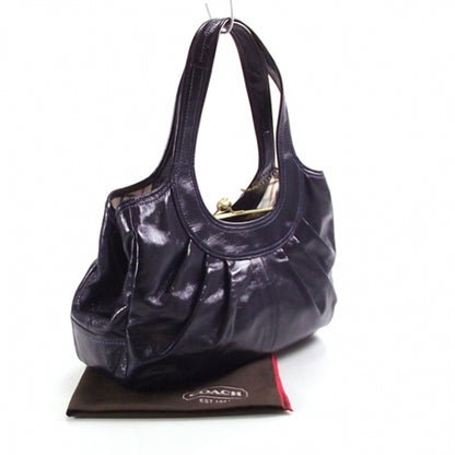 FASHIONPHILE COACHErgoPatentPleatedFramedSatchelNavy 3 of 7
