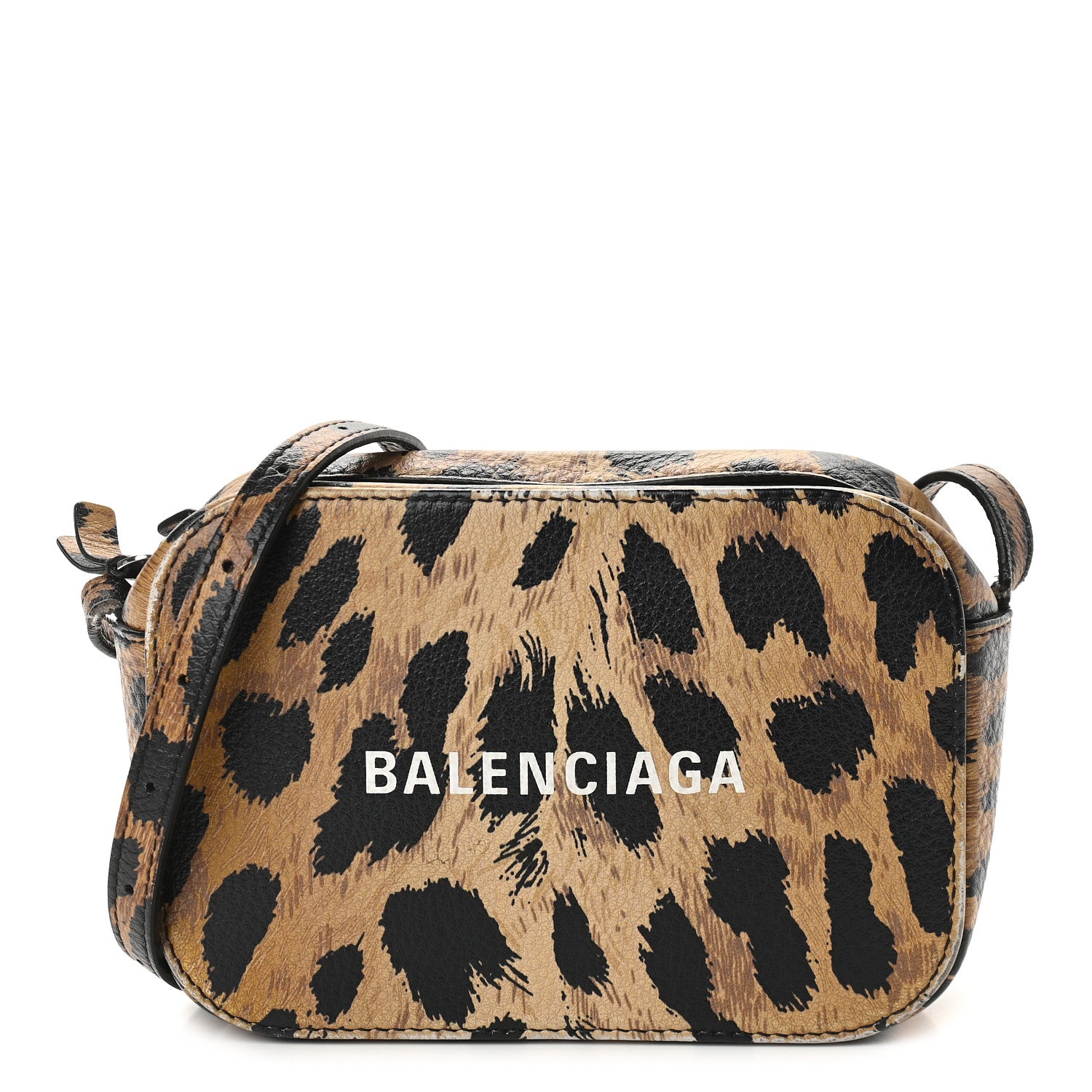 Balenciaga Calfskin Printed Leopard XS Everyday Camera Bag Beige White 1 of 10