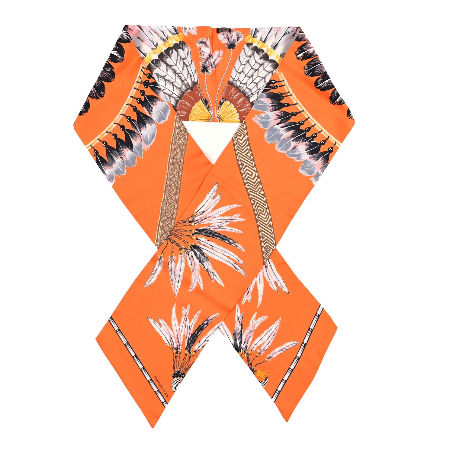 Hermes Silk Brazil Maxi Twilly Orange Gris Ebene 1 of 3