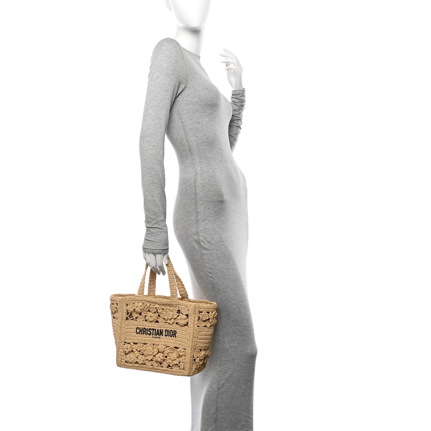 Woven Raffia Floral Embellished Small Book Tote Natural