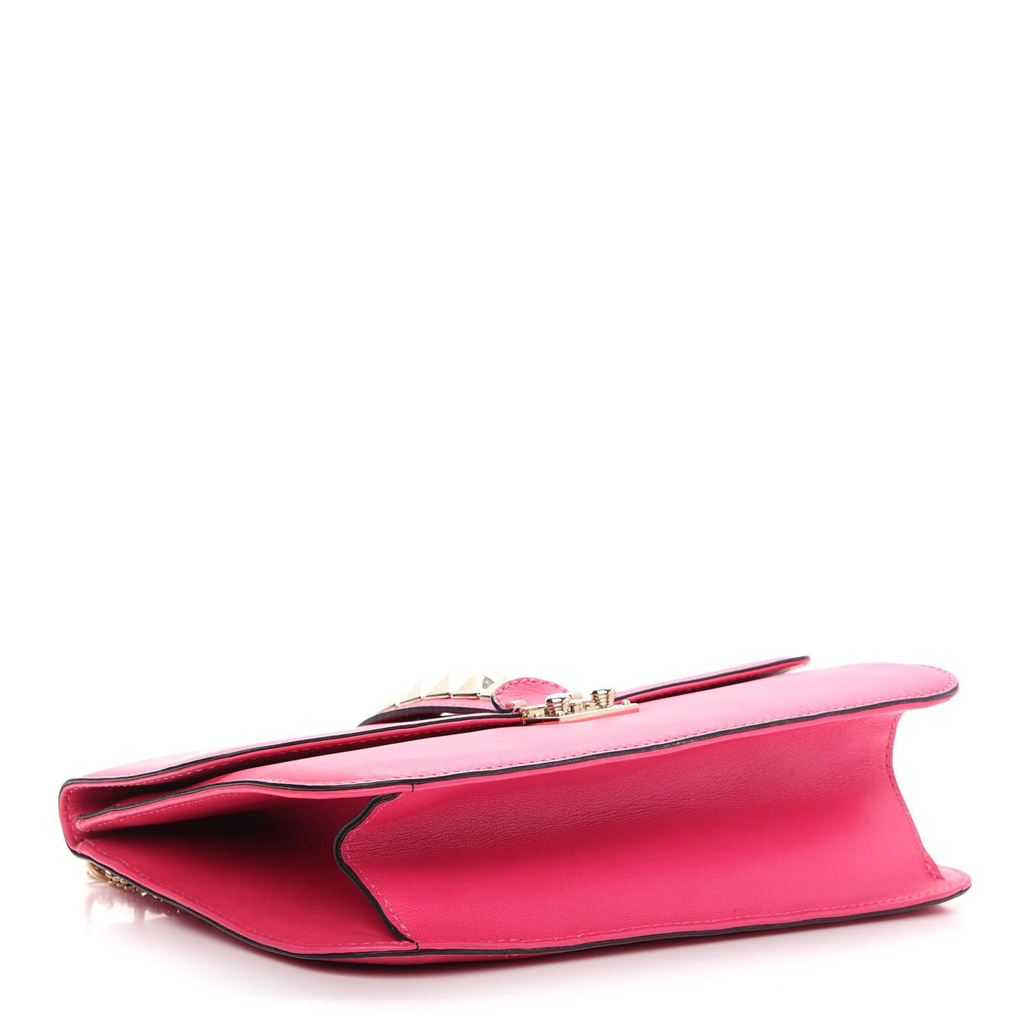Vitello Large Glam Lock Rockstud Flap Pop Fuxia