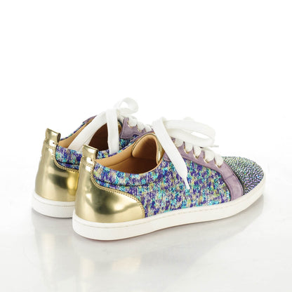 Christian Louboutin Crystal Metallic Suede Peacock Woven Lurex Gondolastrass Sneakers 36.5 Version Digitale 4 of 6