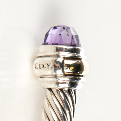 David Yurman Sterling Silver 14K Yellow Gold Amethyst 5mm Cable Classics Bracelet 5 of 7