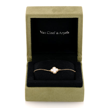 Van Cleef & Arpels 18K Yellow Gold Mother of Pearl Sweet Alhambra Bracelet 4 of 4