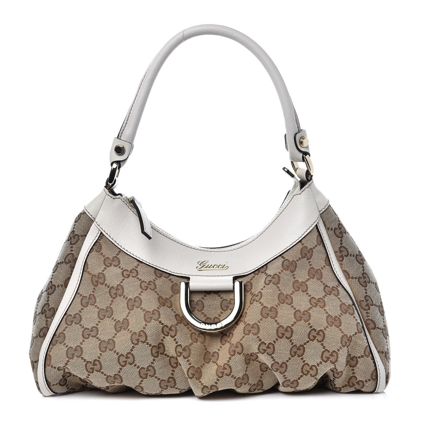 Monogram Medium D Gold Ring Hobo White