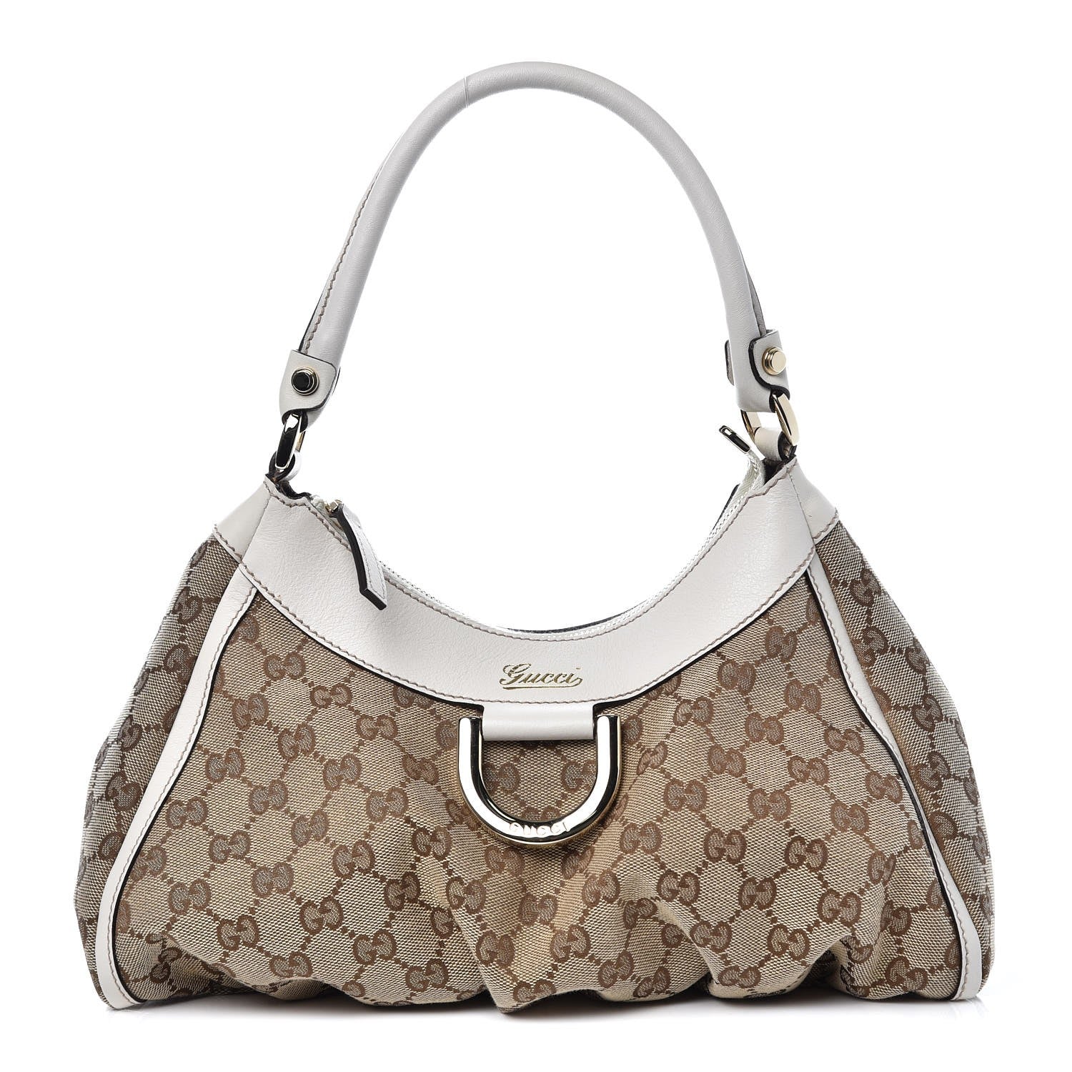 Gucci Monogram Medium D Gold Ring Hobo White 1 of 7