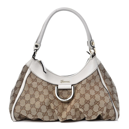 Gucci Monogram Medium D Gold Ring Hobo White 1 of 7