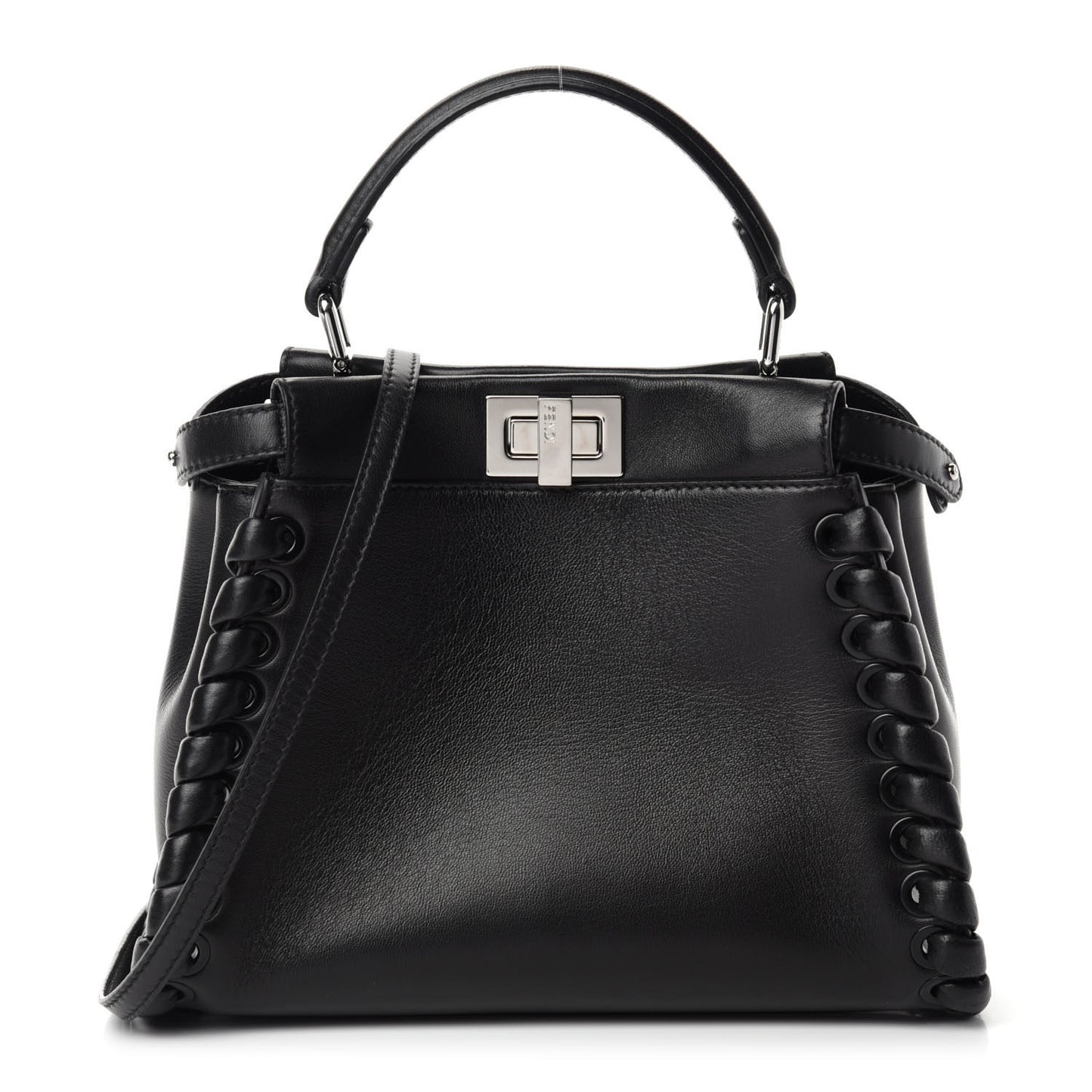 Nappa Lace Up Mini Peekaboo Iconic Satchel Black
