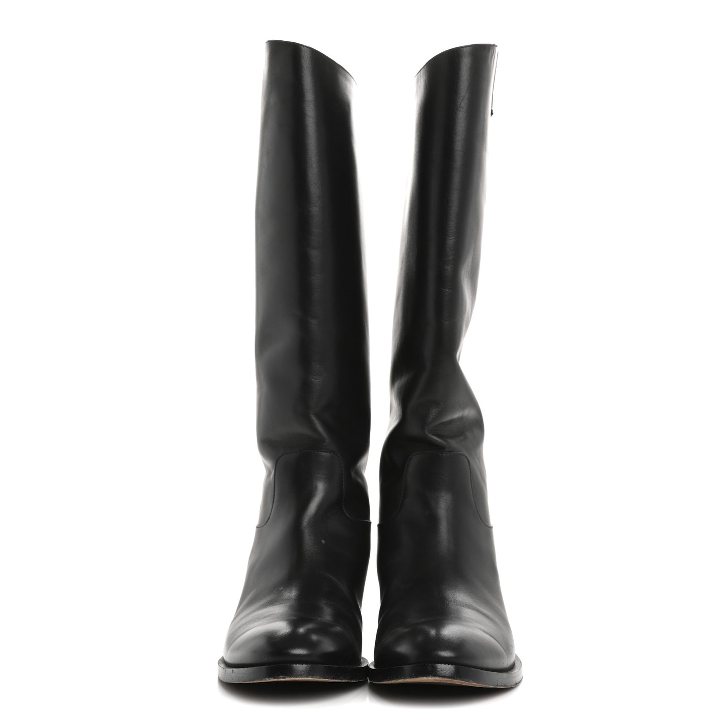 Calfskin Heritage Flat High Boots 37.5 Black