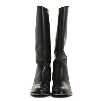 Louis Vuitton Calfskin Heritage Flat High Boots 37.5 Black 2 of 14