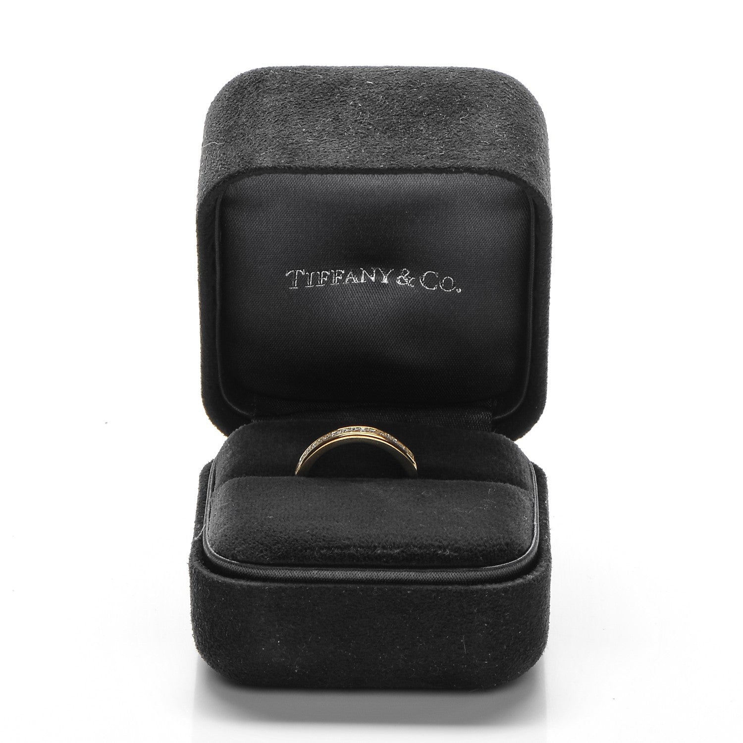 Tiffany 18K Yellow Gold Diamond 3mm Half Circle Channel Set Band Ring 7 6 of 6