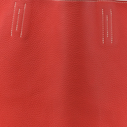 Hermes Taurillon Clemence Double Sens 45 Reversible Tote Rubis Bougainvillea 12 of 25