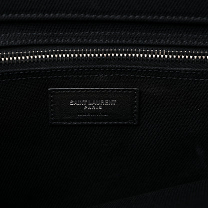 Saint Laurent Linen Calfskin Rive Gauche Tote Black 6 of 11