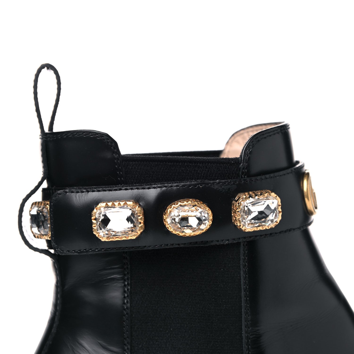 Gucci Calfskin Crystal GG Trip Chelsea Ankle Boots 39.5 Black 12 of 17