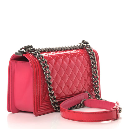 Chanel Patent Calfskin Enamel Quilted Medium Boy Flap Dark Pink 2 of 6