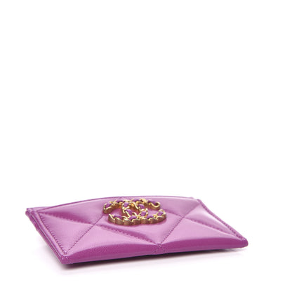 Chanel Shiny Goatskin Quilted 19 Card Holder Purple 4 of 9