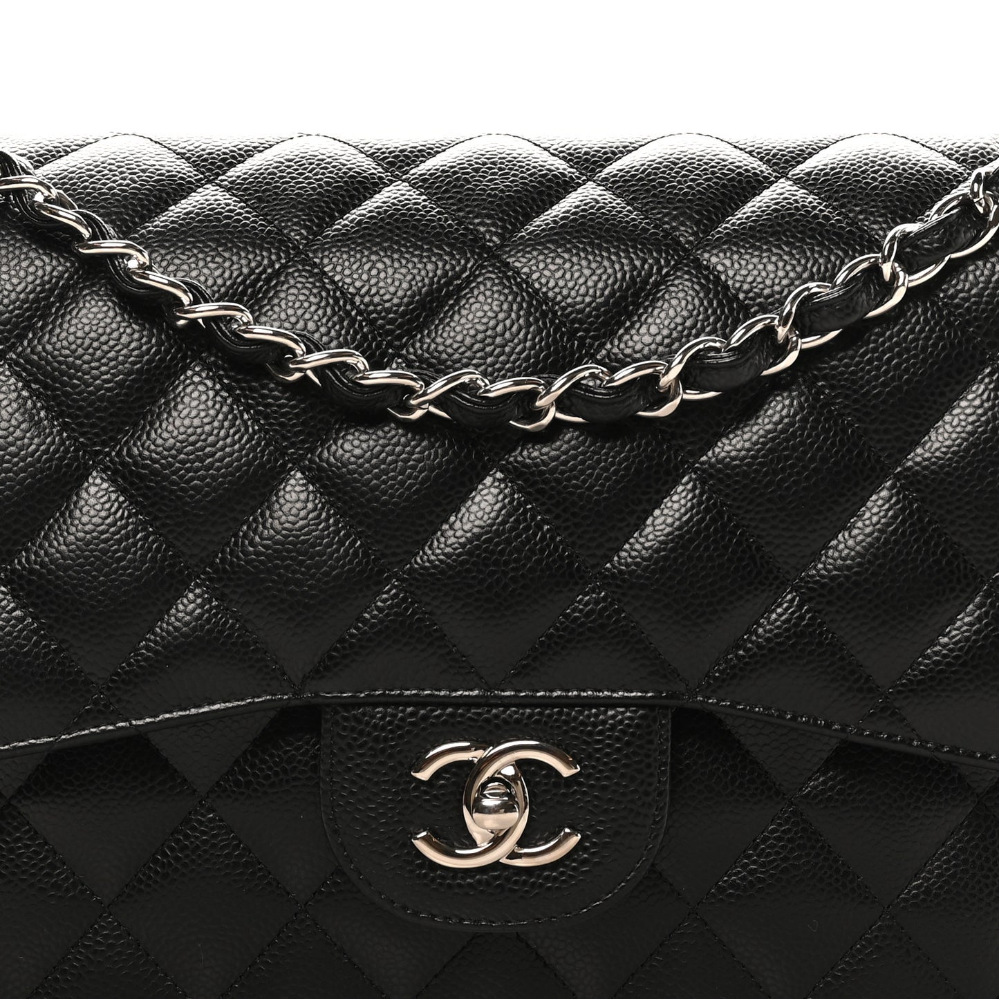 Caviar Quilted Jumbo Double Flap Black