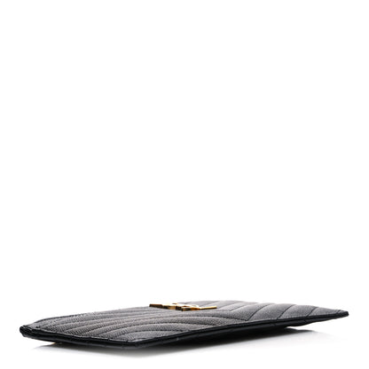 Saint Laurent Grain De Poudre Chevron Monogram Bill Pouch Black 4 of 9