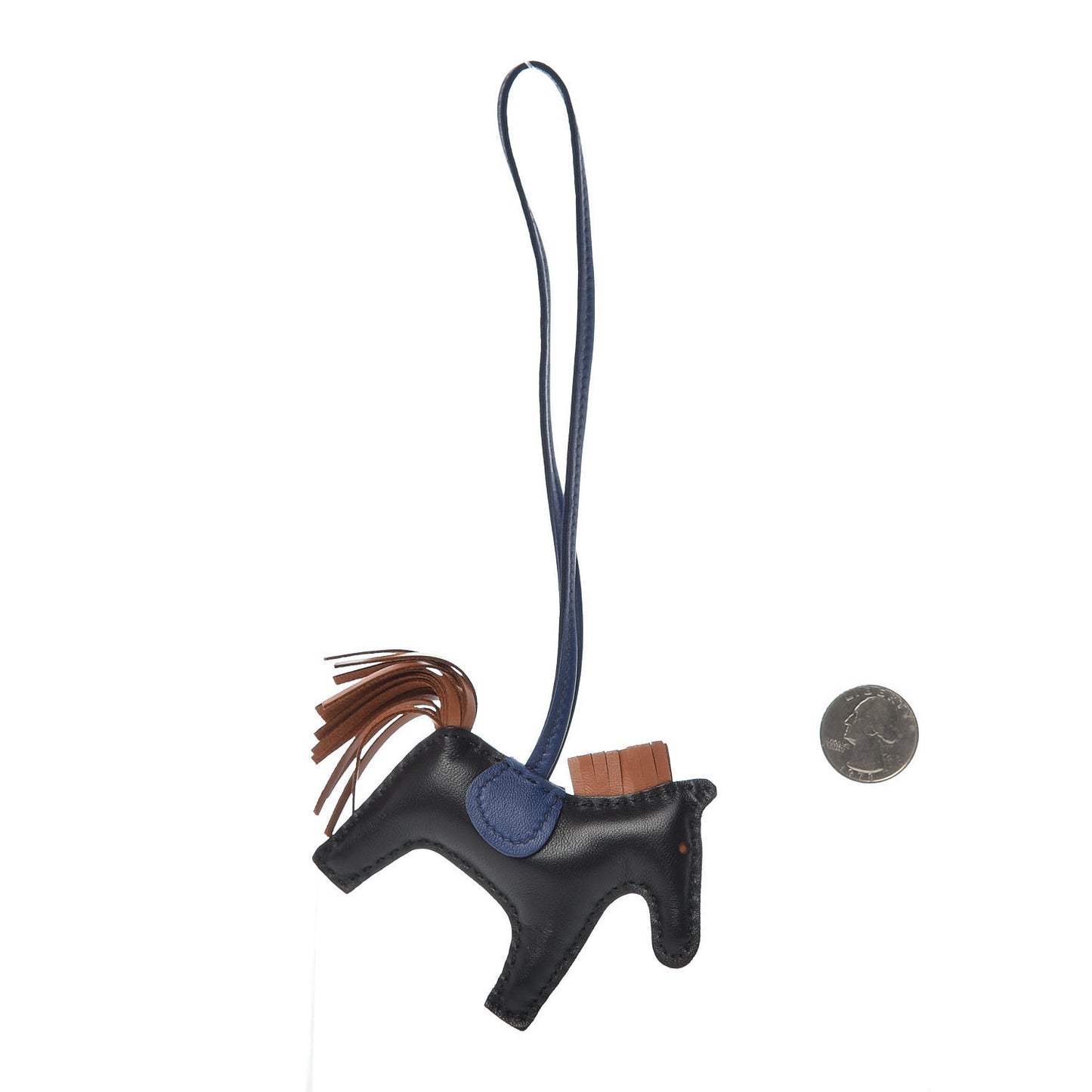Milo Lambskin Grigri Rodeo Horse Bag Charm PM Black Bleu Saphir Gold