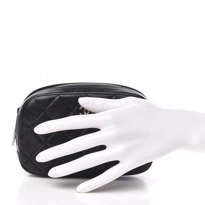 Chanel Lambskin Quilted Small Curvy Pouch Cosmetic Case Black 2 of 9